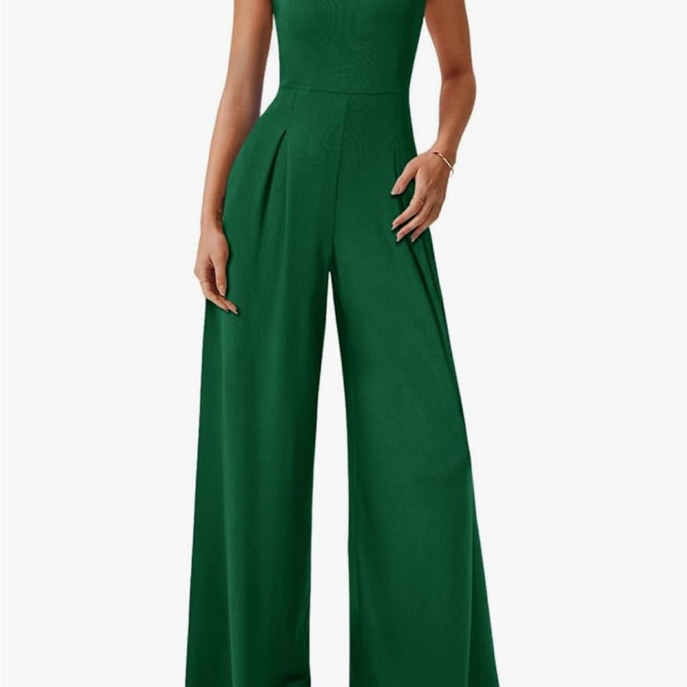 Elegant Emerald Wide-Leg Jumpsuit